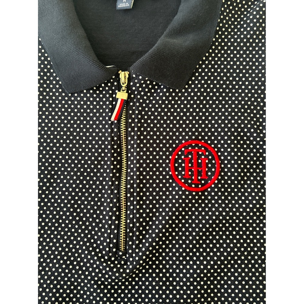 Tommy Hilfiger‎ Golf Sleeveless Polo Shirt Navy Blue White Polka Dot - Picture 4 of 5